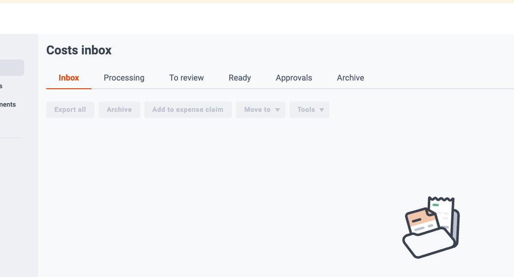 Dext costs inbox captured during a CacheMonk trial walkthrough on May 10, 2026.